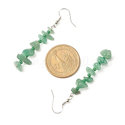 Natural Green Aventurine Chips Dangle Earrings with Glass&nbsp;EJEW-JE04840-04