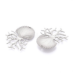 304ステンレスペンダント  シェルシェイプチャーム  変色防止  ステンレス鋼色  38~39x32~33.5x3mm  穴：1.6mm&nbsp;STAS-T065-39P