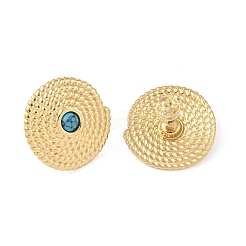Natural Turquoise & 304 Stainless Steel Rope Disc Stud Earrings for Women&nbsp;EJEW-G390-04G-02