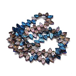 電気メッキガラスビーズセット  葉  ダークスレートブルー  11x7x4mm  穴：0.8mm  約100個/連  23.15~23.50''（58.8~59.7センチメートル）&nbsp;EGLA-B004-02A-HP02