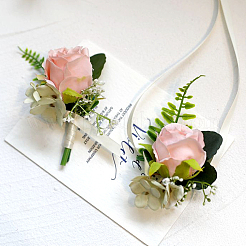 2Pcs 2 Style Silk Cloth Imitation Rose Corsage Boutonniere&nbsp;AJEW-CP0001-61B