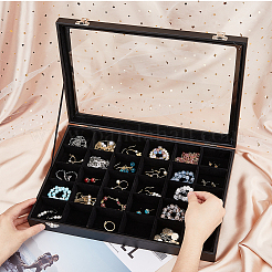 30-Slot Rectangle PU Leather Jewelry Presentation Boxes&nbsp;VBOX-WH0003-18