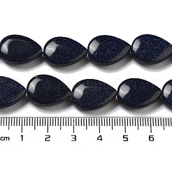 合成ブルーゴールドストーン青金砂石ビーズ連売り  フラットティアドロップ  17.5~18x13~13.5x6mm  穴：1.2~1.4mm  約11個/連  7.56''（19.2センチメートル）&nbsp;G-P528-L06-01