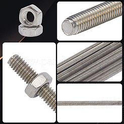 304ステンレス鋼の全ねじロングネジとナット  庭の杭用  ステンレス鋼色  300x4mm&nbsp;FIND-SC0020-36B
