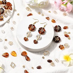 金色の金属で編まれたアクリルビーズセット100個  混合図形  ミックスカラー  8~19.5x8~19.5x3.5~9mm  穴：1~2.2mm&nbsp;OACR-SC0002-44