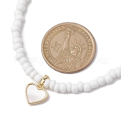 Bohemia Freshwater Shell Heart Pendant Necklaces&nbsp;NJEW-JN04774
