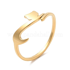 イオンプレーティング(IP) 304 ステンレススチール 猫用調節可能リング 女性用  18KGP本金メッキ  内径：16.6mm&nbsp;RJEW-M149-34G