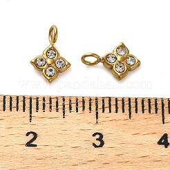 304ステンレスペンダント  ラインストーン付き  ゴールドカラー  クローバー  9.5x6.5x2mm  穴：1.8mm&nbsp;STAS-H438-02B-G01