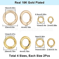 8個 4スタイル 真鍮ツイスタークラスプ  長持ちメッキ  リング  18KGP本金メッキ  10x2mm  内径：6.5mm  2個/スタイル&nbsp;KK-SC0005-68