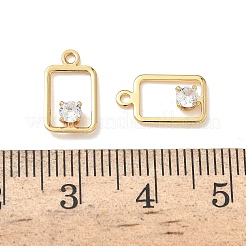 真鍮マイクロパヴェキュービックジルコニア長方形チャーム  ニッケルフリー  18KGP本金メッキ  12x7x2.5mm  穴：1.2mm&nbsp;KK-Z136-04G