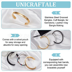 3Pcs 3 Color 304 Stainless Steel Grooved Bangles&nbsp;FIND-UN0002-09
