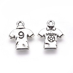 合金Tシャツペンダント  スポーツチャーム  サッカーのジャージのチャーム  鉛フリー＆カドミウムフリー＆ニッケルフリー  DIYジュエリーの  アンティークシルバー  18.5x15x2mm  穴：2mm&nbsp;LS-LF9702Y-NF
