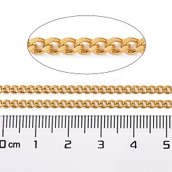304ステンレススチールカーブチェーン  溶接されていない  スプールで  18KGP本金メッキ  4x3x1mm  10 m /ロール&nbsp;CHS-C009-01A-G