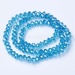 電気メッキガラスビーズセット  パール光沢メッキ  多面カット  ロンデル  ディープスカイブルー  10x8mm  穴：1mm  約63~65個/連  49~50cm&nbsp;X-EGLA-A034-T10mm-A13