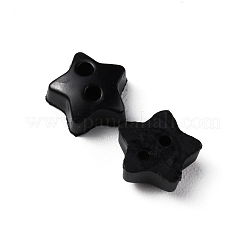 つや消しミニレジンボタン2つ穴  bjd 人形服アクセサリー  スター  ブラック  6x6x2.5mm  穴：0.9mm  約100個/袋&nbsp;BUTT-WH0020-28L