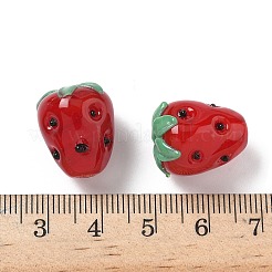 手作りランプワークビーズ  苺  レッド  17.5x14~14.5mm  穴：1.2mm&nbsp;LAMP-S080-02