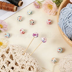 12Pcs 6 Colors Printed Silicone Focal Beads&nbsp;SIL-PA0001-65