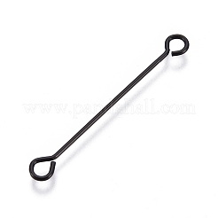 304ステンレススチールアイピン  両面アイピンイオンプレーティング(IP)  電気泳動黒  26x3x0.5mm  穴：1.7mm&nbsp;STAS-L247-007C-B