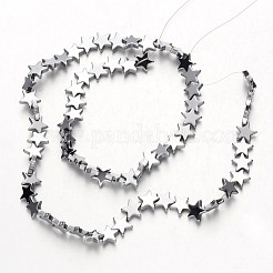 電気メッキ非磁性合成ヘマタイトビーズ連売り  スター  銀メッキ  8x8x2~3mm  穴：1mm  約61~63個/連  15.7インチ&nbsp;G-F300-24C-01