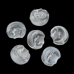手作りランプワークビーズ  スターとムーン  ホワイトスモーク  14~14.5x12.5x5~5.5mm  穴：1~1.2mm&nbsp;LAMP-Z006-01D