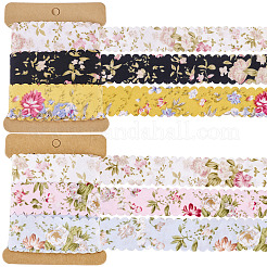2Sets 2 Colors  Polyester Flower Printed Ribbon&nbsp;OCOR-TA0002-65