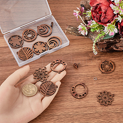 DIY Round/Flower Wood & Brass Stud Earring Jewelry Making Kits&nbsp;DIY-SC0026-57