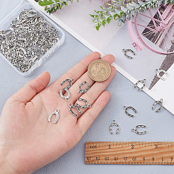チベット風合金ペンダントエナメルセッティング  馬の靴  アンティークシルバー  16.5x11x1mm  穴：2mm  100個/箱&nbsp;FIND-SC0003-13