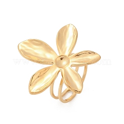 304ステンレススチールカフリング  花  ゴールドカラー  32x32mm  内径：17mm&nbsp;LS-RJEW-D306-06G