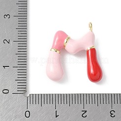 真鍮製エナメルペンダント  長持ちメッキ  カドミウムフリー＆鉛フリー  18KGP本金メッキ  レターチャーム  文字m  21~25x6~25x4~7mm  穴：1.6~2mm&nbsp;KK-E093-03G-M-02