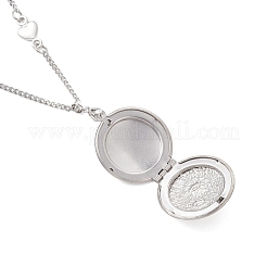 316 Stainless Steel Heart Oval Flat Round Locket Pendant 304 Stainless Steel Twisted Chain Necklaces&nbsp;NJEW-JN05839