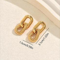 女性用201ステンレススチール製スタッドピアス  ゴールドカラー  31x15mm&nbsp;MY0512