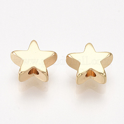 真鍮ビーズ  スター  18KGP本金メッキ  8x8x3mm  穴：1.2mm&nbsp;X-KK-S348-428A