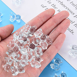透明なアクリルビーズ  水平穴  クマ  ライトブルー  18.5x15.5x11mm  穴：2.5mm  約320個/500g&nbsp;MACR-S373-80-B05