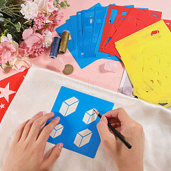 34Pcs 34 Styles Geometric PET Hollow Out Drawing Painting Stencils&nbsp;DIY-GL0005-59