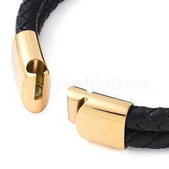 Mixed Stone Round Bead Leather Cord Multi-strand Bracelets&nbsp;BJEW-A009-10G
