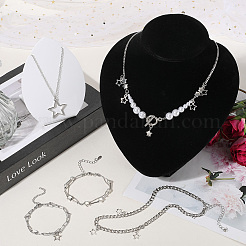 Zinc Alloy Star Pendant Layered Necklaces & Multi-strand Bracelets for Women&nbsp;SJEW-SC0001-03