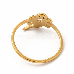 201ステンレススチール製中空ゴーストフィンガーリング（女性用）  ゴールドカラー  内径：17.8mm&nbsp;RJEW-K239-14G