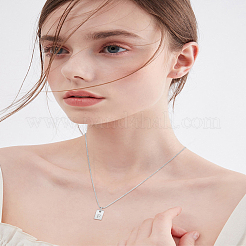 ステンレススチール製文字長方形ペンダントネックレス1個  女性と男性のための真鍮ベネチアンチェーンネックレス  鉛フリー＆ニッケルフリー＆カドミウムフリー  ステンレス鋼色  文字F  17.64~18.35インチ（44.8~46.6cm）  エンドエクステンダー：59~62mm  ペンダント：10x6mm&nbsp;NJEW-LP0001-34F-P
