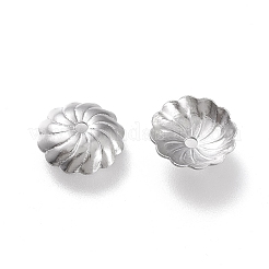 変色しない304ステンレススチールビーズキャップ  花弁のない  花  ステンレス鋼色  10x10x2.5mm  穴：1.2mm&nbsp;LS-STAS-K194-07P-02