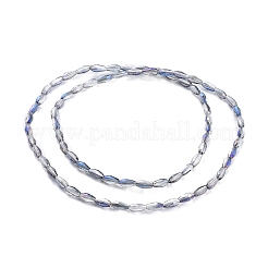 電気メッキガラスビーズ連売り  半分虹メッキ  米の形状  ライトスカイブルー  8.5x4mm  穴：1mm  約72個/連  24.57''（62.4センチメートル）&nbsp;EGLA-H100-HR01