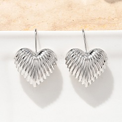 Textured Heart Brass Dangle Earrings&nbsp;EJEW-B132-04P