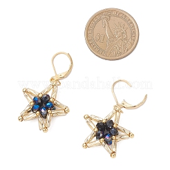 Glass Seed Beaded Star Leverback Earringss&nbsp;EJEW-MZ00637