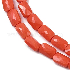オペークガラスビーズ連売り  長方形  多面カット  トマト  7x4.5x3.5mm  穴：0.9mm  約79~80個/連  21.65''~22.24''（55~56.5センチメートル）&nbsp;GLAA-Z018-D23