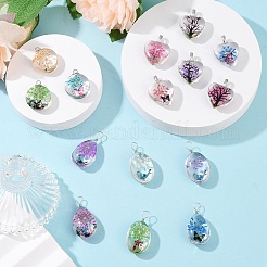 15Pcs 5 Styles Transparent Glass Pendants&nbsp;GLAA-YW0004-65