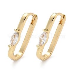 Rectangle Brass Micro Pave Clear Cubic Zirconia Hoop Earrings&nbsp;EJEW-Z102-23G