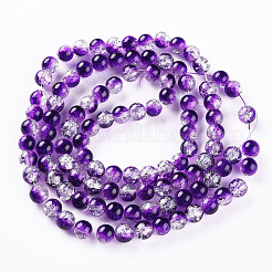 Baking Paint Transparent Crackle Glass Round Bead Strands&nbsp;DGLA-Q018-8mm-47
