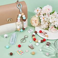 DIY Coffee Theme Silicone & Iron Keychain Making Kits&nbsp;DIY-SC0027-94