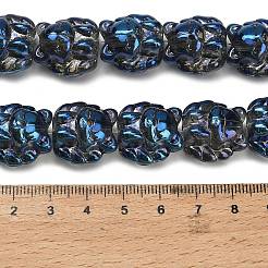 電気メッキガラスビーズ連売り  キツネ  半分メッキ  虹メッキ  プルシアンブルー  18x18x13.5mm  穴：1.5mm  約40個/連  27.17''（69センチメートル）&nbsp;EGLA-H110-01HR-02