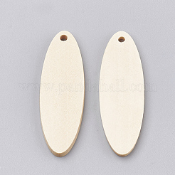 ウッドペンダント  オーバル  小麦  35.5x12x2mm  穴：1.6mm&nbsp;X-WOOD-T008-08