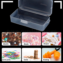 透明プラスチック収納ボックス10個  ヒンジ付き蓋付きビーズコンテナ  長方形  透明  16.5x7.54x4.7cm&nbsp;CON-BC0007-78A